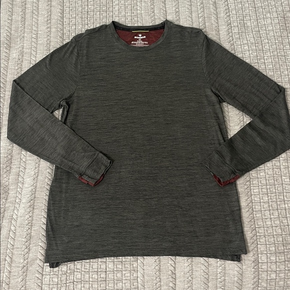 Bombas Men's Charcoal Long Sleeve Merino Wool Long Sleeve Base Layer Tee - Picture 3 of 8